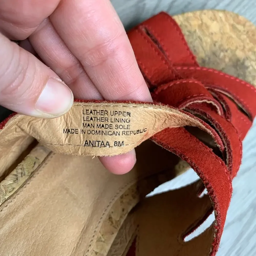 Nurture burnt orange leather espadrille wedges